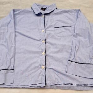 J. Crew Light Blue Chambray Pajama Shirt Navy Rope Trim Accents Wom Sz Lg Preppy